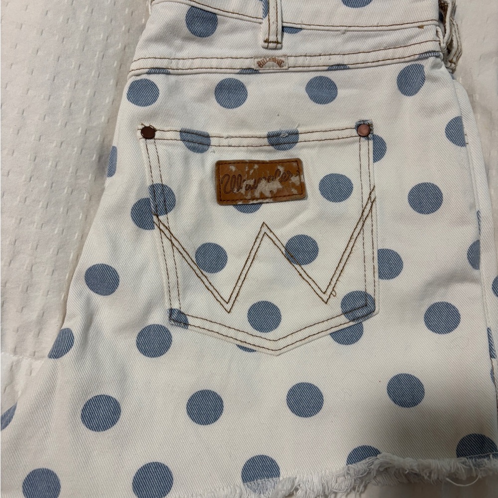 Wrangler White and Blue Polka Dot Jean Shorts - Picture 8 of 8
